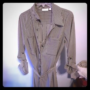NY & Co belted shirt dress with slip